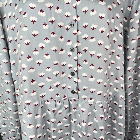 Coquette Boden Floral Long Sleeve Button Front Tunic Mini Dress Women’s 10 Gray - Picture 4 of 11